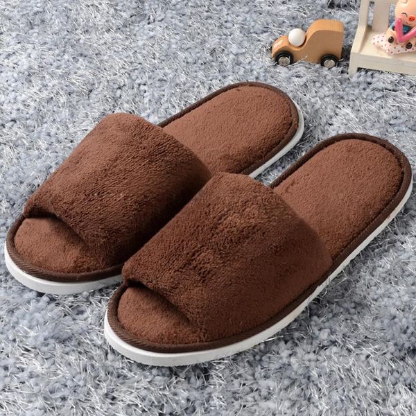 

1pair wear resistant flat soft home open toe anti slip non disposable breathable all season thick bottom women slipper, Black