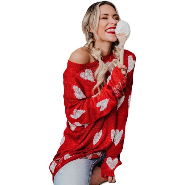 

womens designer sweater autumn winter long sleeve love print hollow out sweater knitting fashion female clothing, White;black