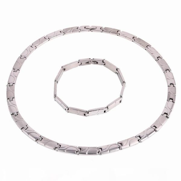 

wholesale link chain jewelry set cool rock men gift stainless steel bracelet necklace trendy party men's jewelry sets gift, Silver