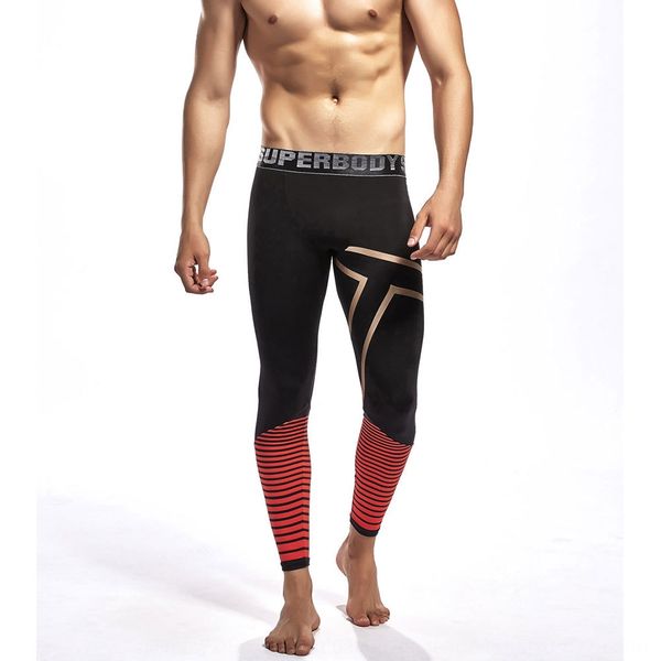 

superbody мужской нейлон теплый тугой осень брюки спортивный стиль фитнес жесткие однослойные теплые брюки леггинсы, Black;white
