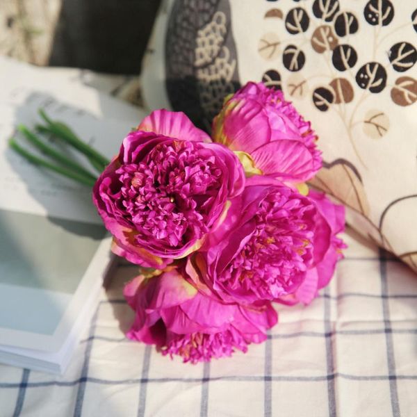 

mix floral beautiful peony artificial flower hydrangea silk fake bouquet for home wedding decoration dandelion foam plastic decorative flowe