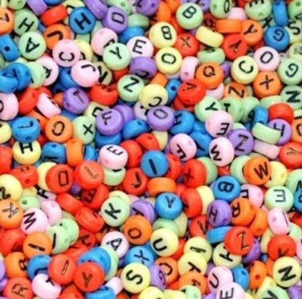 

acrylic alphabet solid color oblate mixed color diy diy beads accessories beads accessories, Silver