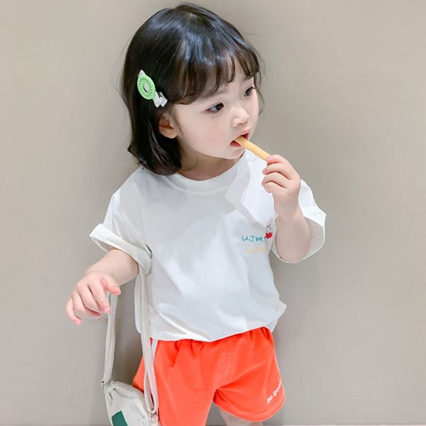 

2utpz girls' new 2020 korean short-sleeved antifouling t-shirt clothing summer fashionable candy color children's t-shirt children, Blue