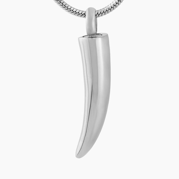 

ijd9718 high polsihed 316l stainless steel horn memorial urn ashes keepsake cremation jewelry pendant necklace for women men, Silver