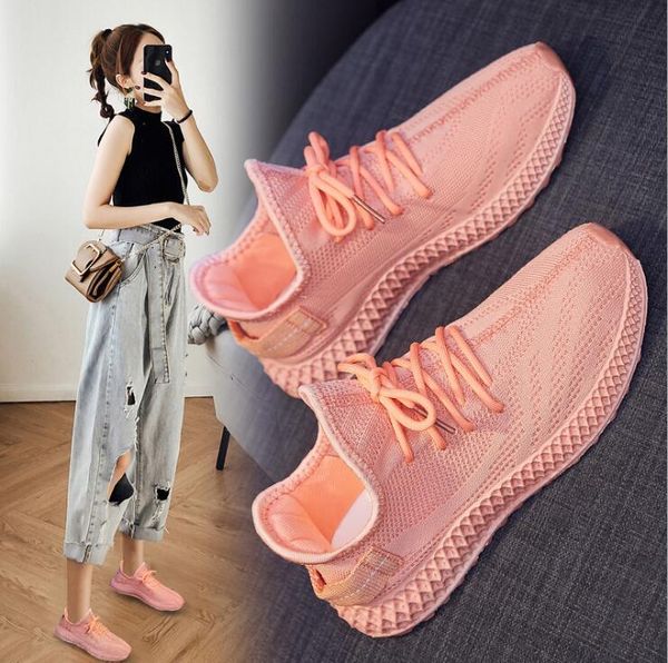 

Brand new spring summer designer women shoes fashion color lace up knit mesh breathable casual shoes girl sneakers loafers