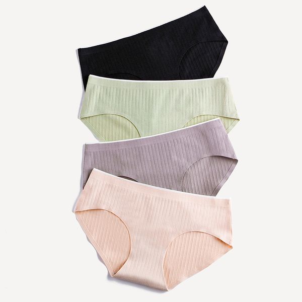 

women's panties linbaiway 4pcs/lot cotton for women briefs female comfortable soft underwear seamless lingerie underpants, Black;pink