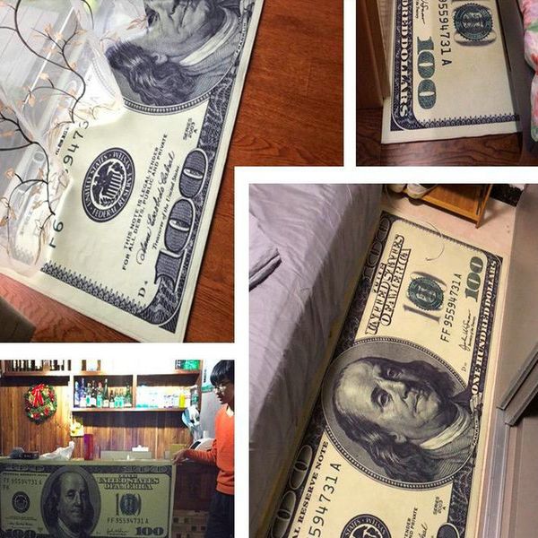

new sell crative non-slip area rug modern home decor carpet runner dollar printed carpet one hundred dollar 100 bill print