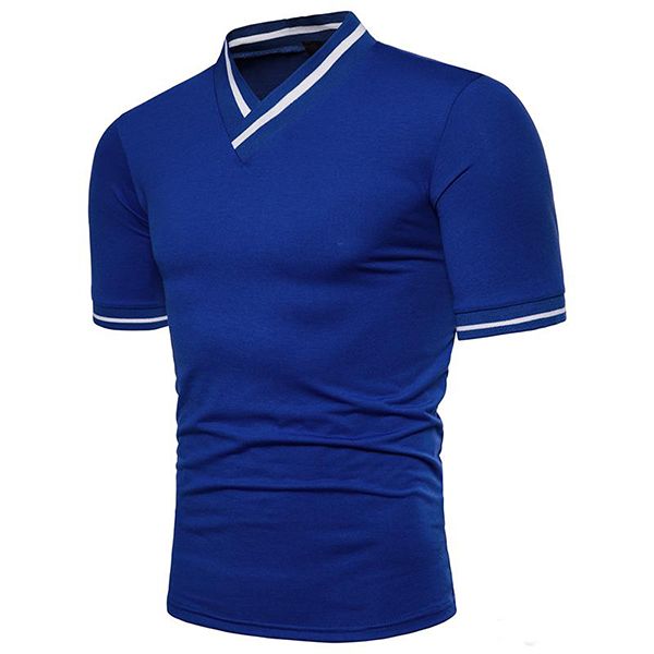 

new brand shirt fashion personality v-neck t shirts casual slim solid polos short sleeve new tee shipping, Black