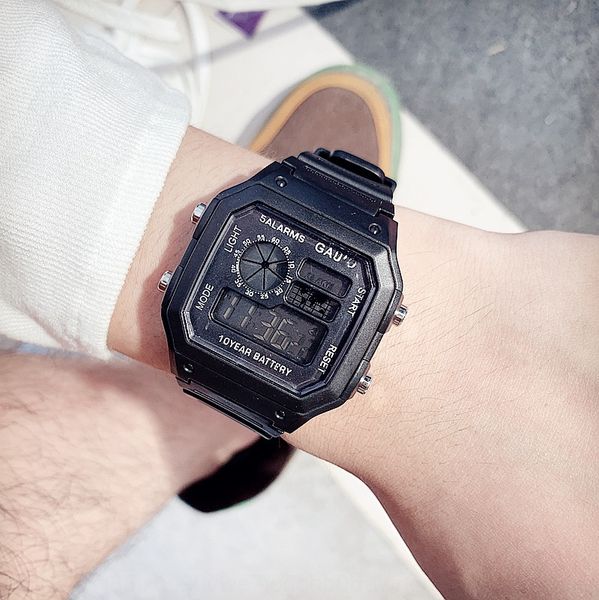 

ypmdm square fashion electronic waterproof sports leisure multifunctional electron electron digital electronics digital men's watch fem, Blue