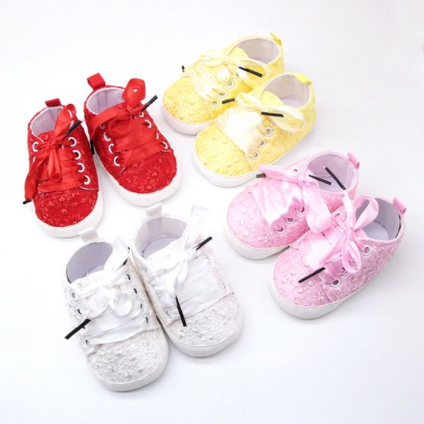 

newborn lace shoes embroidery cloth shoes baby girl toddler bow flower footwear soft sole