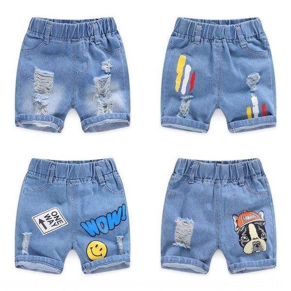 

mze0u children's denim boys' small 2019 new style outdoor wear summer all-match foreign style hole middle school children's s, Blue