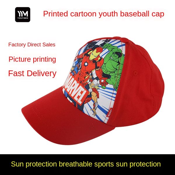 

animation printing teenager combed cotton children's sunscreen baseball cap baseball cap sunscreen hat, Blue;gray