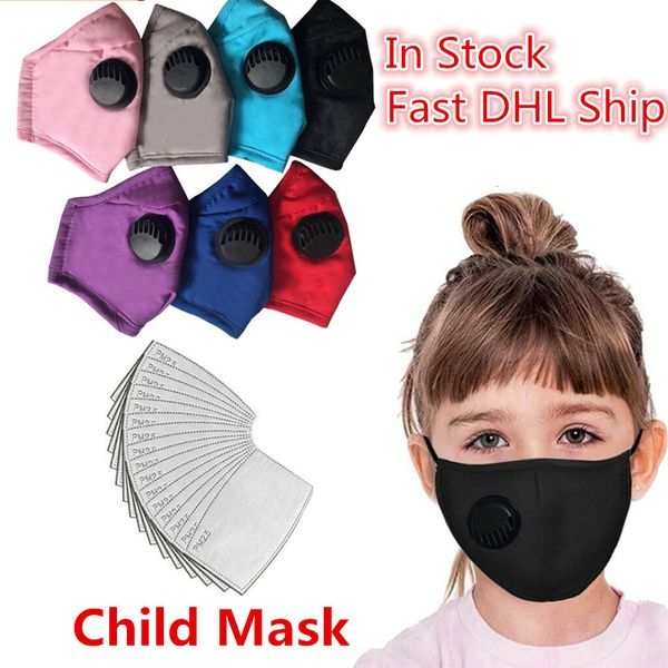 

dhl ship washable face mask anti-dust reusable pm2.5 masks with 2 filter valve protective cotton children kids face masks cloth washable