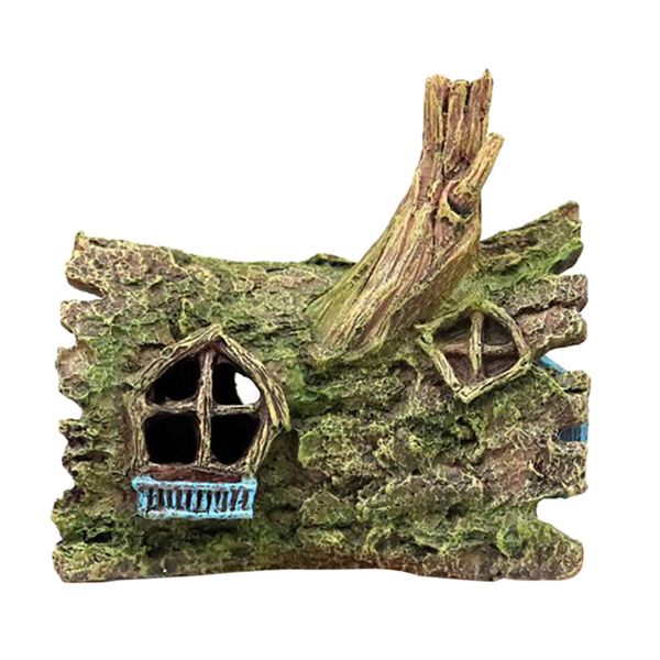 

aquarium decorations - resin tree house cave ruins crafts for fish tank decor