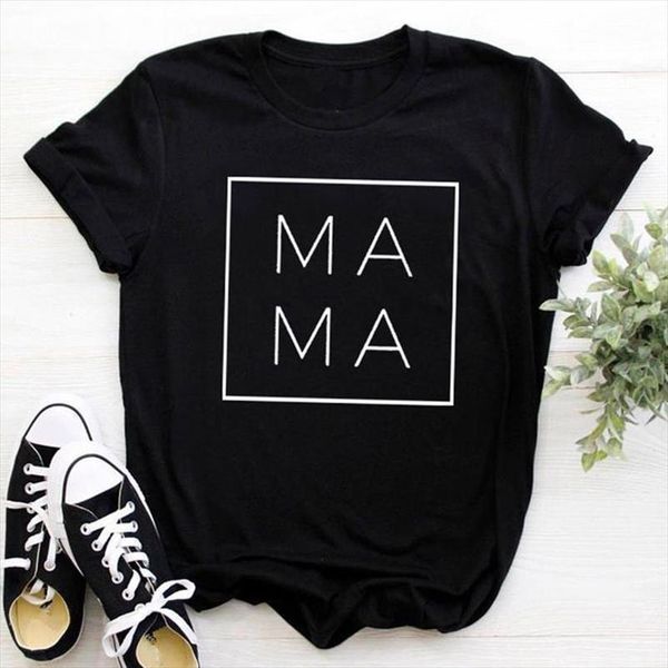 

mama graphic women t shirt summer cartoon mama letter printed woman tees black white casual short sleeve female clothing