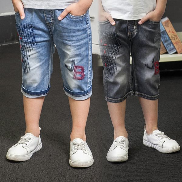 

2020 summer clothes new boys' thin denim shorts medium children's denim pants casual and jeans shorts and jeans five-point pants, Blue