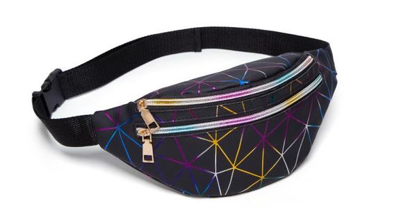 

women's personality laser colorful sports multi-layer waist bag 2020 new arrival diamond lattice cross-body chest bag