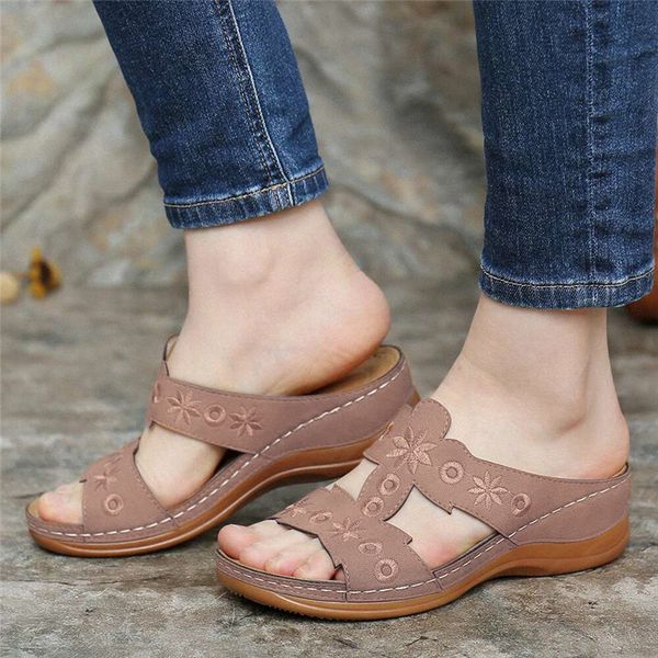 

summer ladies fashion open-toe flower embroidered sandals women's casual shoes with open toe shoes, Black