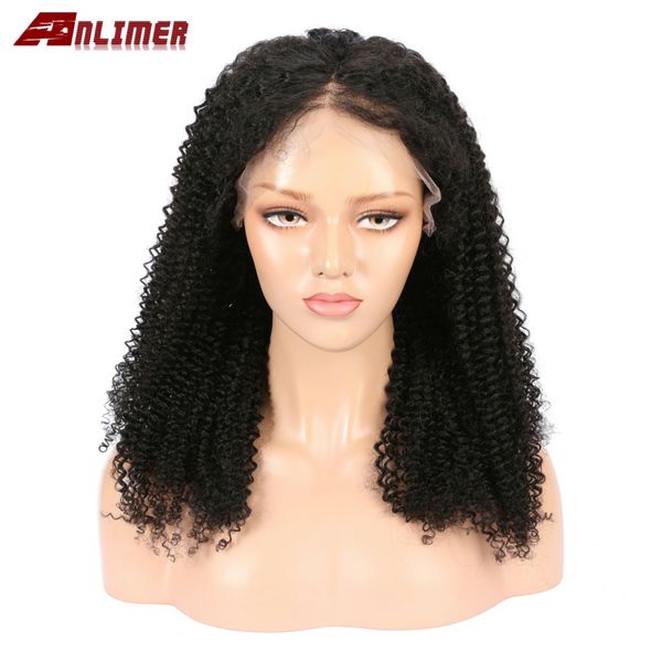 

g kinky curly human hair wigs with baby hair bleached knots brazilian 13*4 lace front wigs, Black