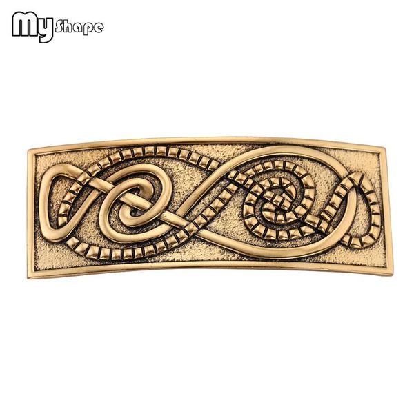 

my shape irish knot weave hair barrettes viking pattern hairwear antique silvery gold color hairpin jewelry alloy women vintage, Golden;silver