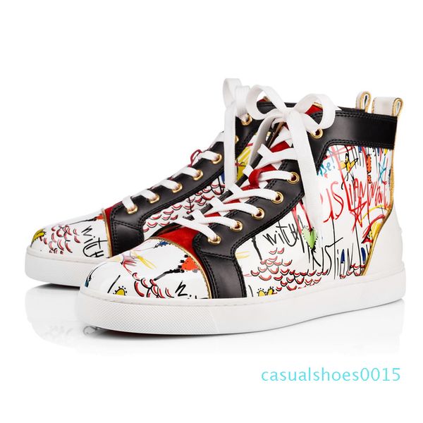 

designer shoes men women studded spike sneakers triple black white red leather suede flat bottoms casual shoe 36-47 vintage c15