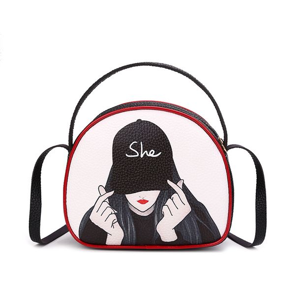 

korean style cool printing with contrast color fashion style messenger bag 2020 new women's embossed leather handbag women bag