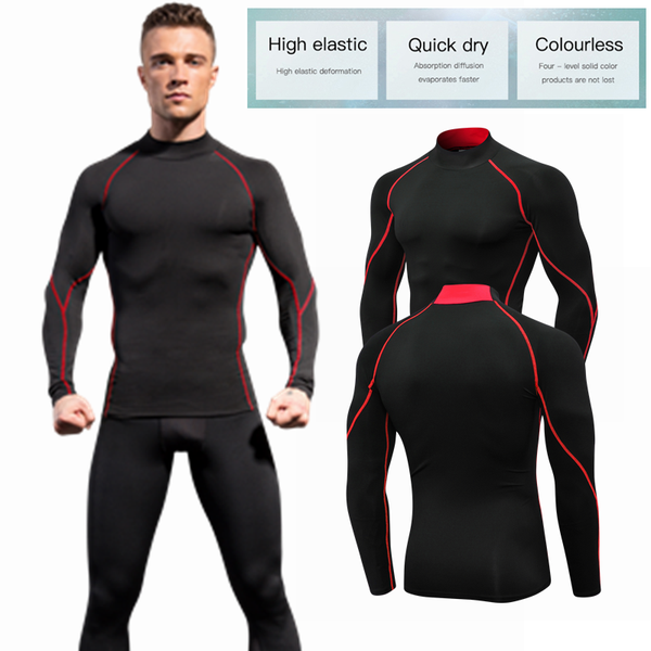 

men's bottoming clothes gym compression under base layer long sleeve quick dry sports t-shirts g clothes gym compression, Black;blue