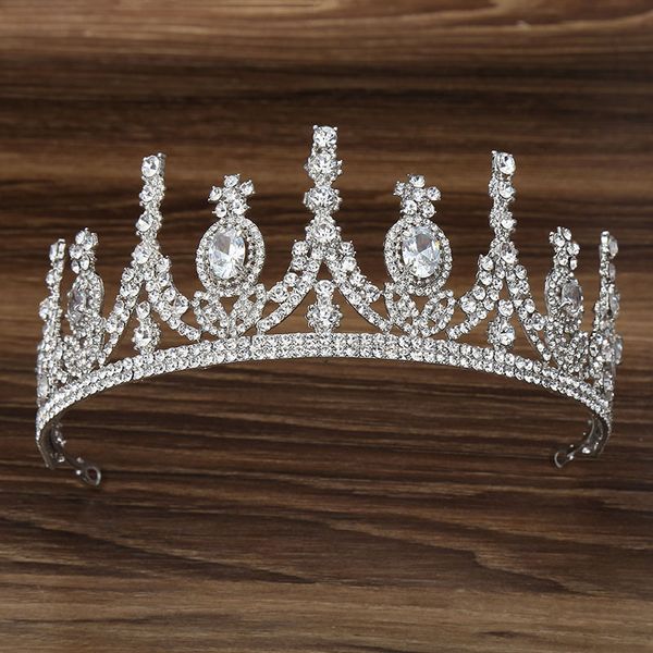 

luxury bridal crown tiaras sparkle diamonds royal wedding headbands brides hair accessories princess headpieces prom queen pageant al6644, Silver