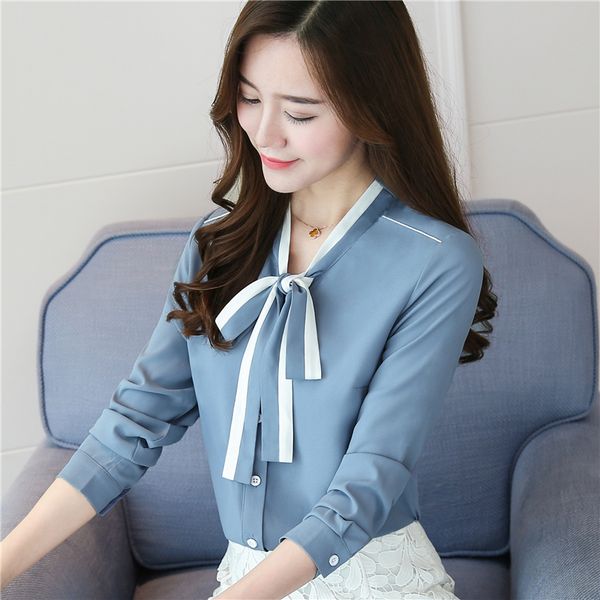 

women blouses white blusas mujer de moda 2020 new long sleeve women ladies shirts bow tie elegant blouse blusas 905b