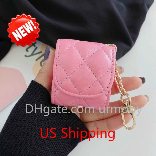 

designer pu leather case for apple airpods pro 1 2 fashion protective case hook clasp keychain anti lost