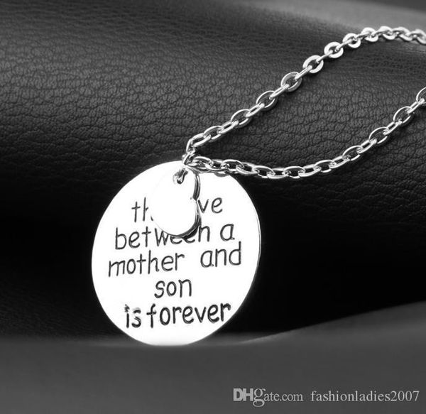 

love between a mother and son is forever love pendant necklace mom mommy mama women femme jewelry family choker collier collar party gift, Silver