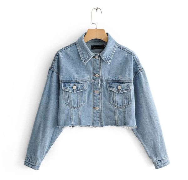 

fashion women blue denim jeans jackets 2020 streetwear pocket casual pockets coat ladies short style, Black;brown