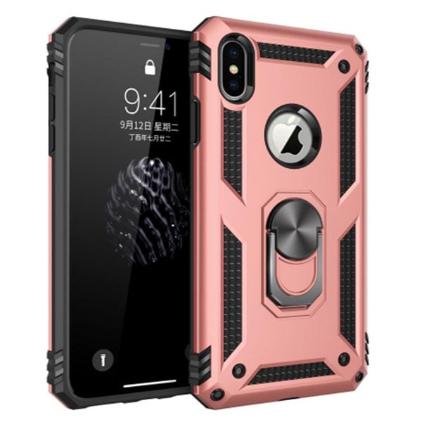 

shockproof armor case for iphone x 7 8 6s magnetic metal ring holder stand phone cover coque for iphone and samsung a20 a50 s20u