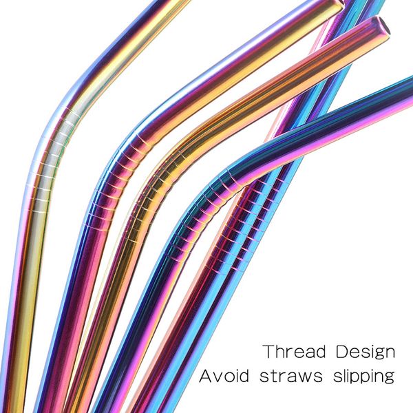 

resuable stainless steel drinking straws metal straight bent stainless steel straw with cleaner brush party bar accessory