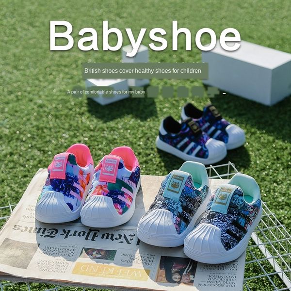 

summer 2020 new soft boy one pedal children's shell baby sports boy's shell casual shoes women's baby shoes, Black