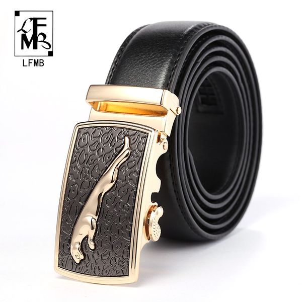

lfmb] mens leopard belts luxury men leather belt fashion genuine leather buckle waist male metal buckle, Black;brown
