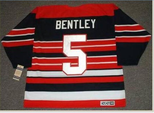 

custom men youth women vintage mens #5 max bentley chicago blackhawks 1940's ccm hockey jersey size s-5xl or custom any name or number, Black
