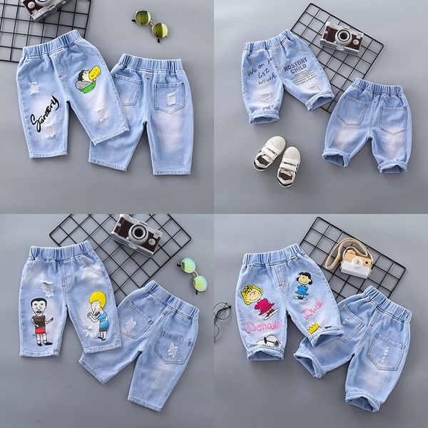 

boyssummer women's shorts and denim shorts 2020 new korean style western style summer clothes cartoon printed denim pants for girls, Blue