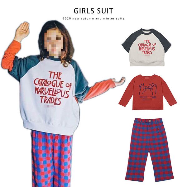 

pre-sale 2020 autumn and winter children's suit bobo boy girl cotton t-shirt hooded sweatshirt pants three-piece suit, White