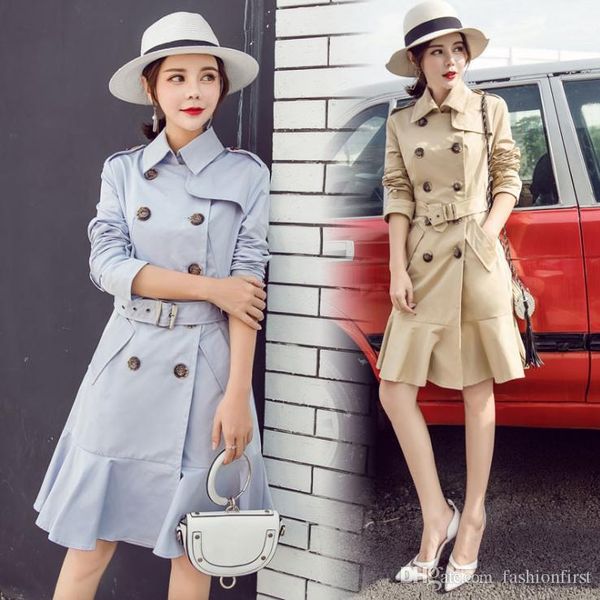

2019 new london classic plus size lady coats fashion double-breasted coats with belt trench coat for lady ing, Tan;black