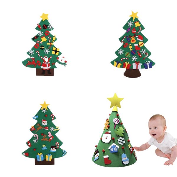 DIY Felt Christmas Tree Ano Novo Natal dos miúdos melhor presente Porta Wall Hanging Ornaments Xmas Decoração