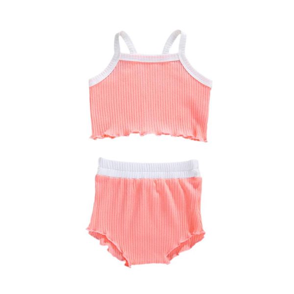 

clothing sets 2021 emmababy baby boys girls ribbed knitted clothes sleeveless t shirts+shorts summer 2pcs outfits, White
