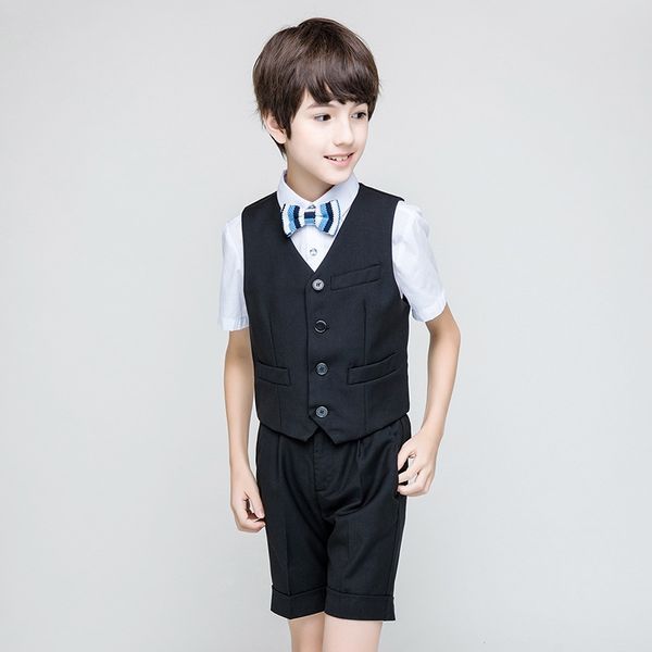 

summer boys uniform school students white shirts black short trousers vest boys party wear 2020 boutique clothes rks194007
