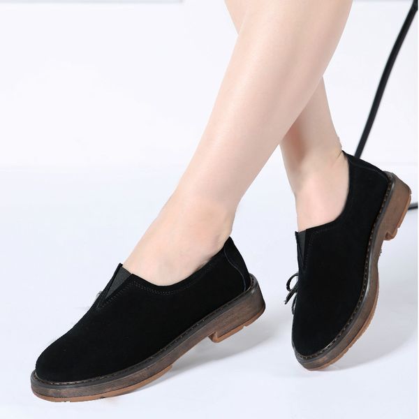 

2020 spring women flats shoes women slip on flat loafers suede leather shoes handmade rubber boat black oxfords