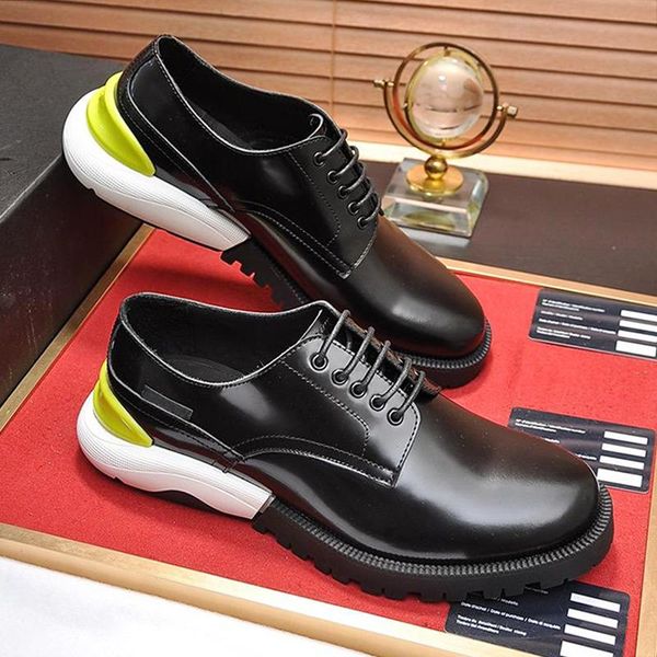 

comfortable derby shoes luxury mens shoes colour sole plus size footwears dress wedding formal flats round toe lacing office work shoes, Black