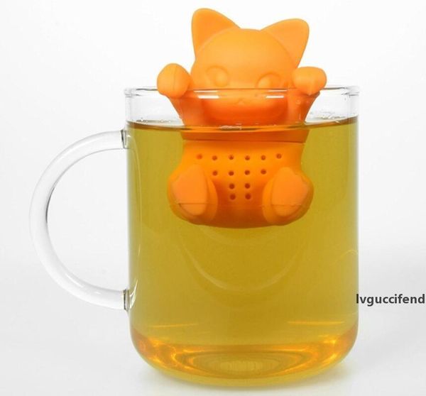 

kt cartoon cat tea infuser silicone loose animal tea leaf strainer filter diffuser makers tool infuser silicone tea tools epacket free