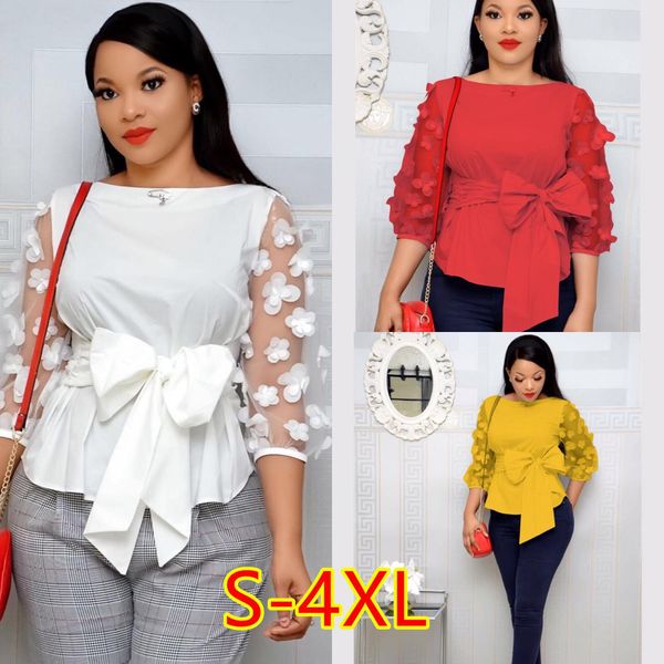 

2019 s-4xl women fashion polka dot blouses mesh sheer see-through shirts gauze tull blusas femininas t200322, White