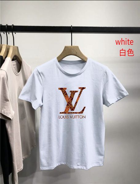 

men's t shirt summer fashion casual wear close short sleeve cotton shirt women's print tee s-5xl 2lv, White