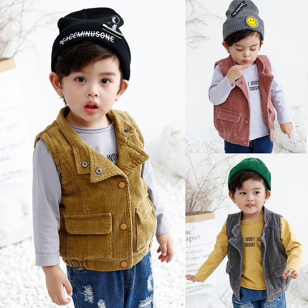

2020 spring and autumn wick vest new korean style children's vest corduroy boys' and girls' small waistcoat fashion, Camo