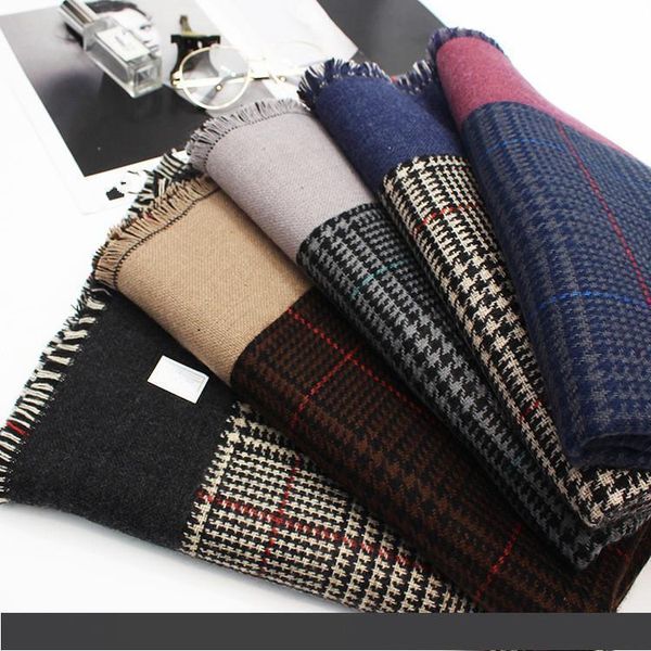 

2019 зима роскошный кашемир шарфы высокого класса классический бренд модных мужчин и большие платки женские 200 * 70, Blue;gray